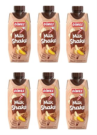 Dimes Milkshake Çikolata Ve Kurabiye Aromalı Muzlu 310 Ml X 6 Adet