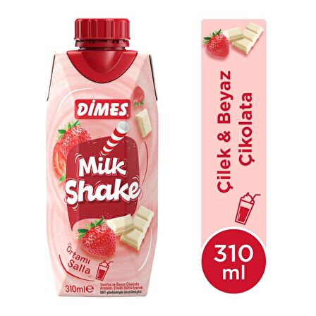 Dimes Milkshake Vanilya Ve Beyaz Çikolata Aromalı Çilekli 310 Ml