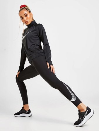 Nike Swoosh Kadın Tayt Siyah Yüksek Bel Uzun Boy S