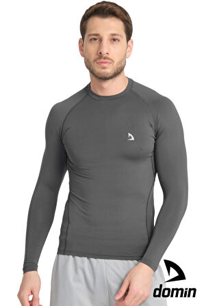 Erkek Uzun Kol Antrasite Fit Compression Spor Body Tshirt