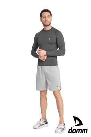 Erkek Uzun Kol Antrasite Fit Compression Spor Body Tshirt