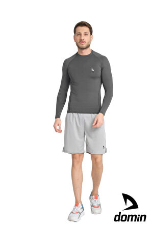 Erkek Uzun Kol Antrasite Fit Compression Spor Body Tshirt