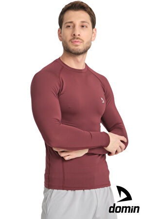  Erkek Uzun Kol Bordo Fit Compression Spor Body Tshirt