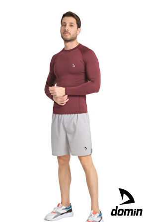  Erkek Uzun Kol Bordo Fit Compression Spor Body Tshirt