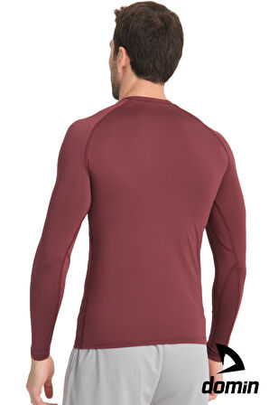  Erkek Uzun Kol Bordo Fit Compression Spor Body Tshirt