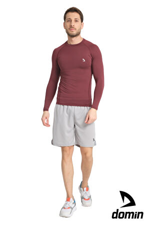  Erkek Uzun Kol Bordo Fit Compression Spor Body Tshirt