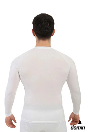 Erkek Beyaz Uzun Kol Compression Fitness Gym Body Tshirt