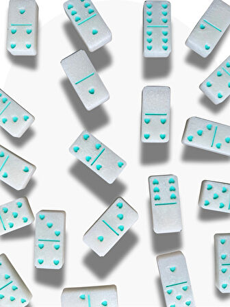 Beyaz Mavi Kalpli Tasarım Domino Oyunu