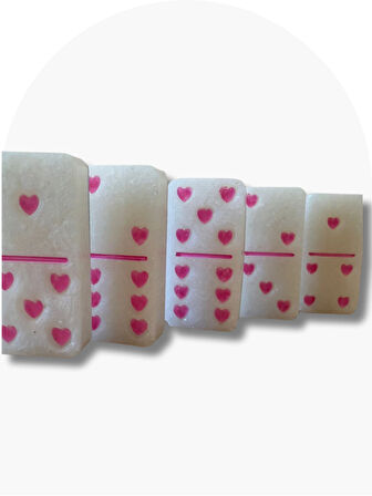 Beyaz Pembe Kalpli Tasarım Domino Oyunu