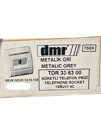 Demirbağ Soketli Telefon Prizi Sıva Altı Metalik Gri 336300 (Çerçevesiz)