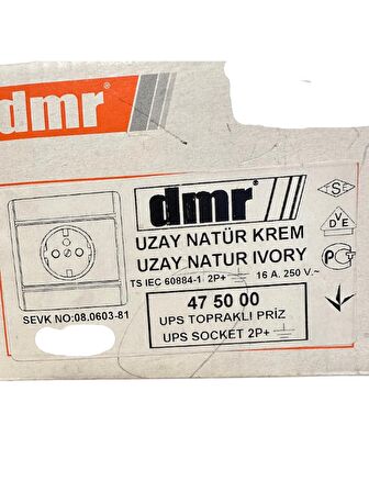 Demirbağ UPS Topraklı Priz Sıva Altı Uzay Natür Krem 475000 