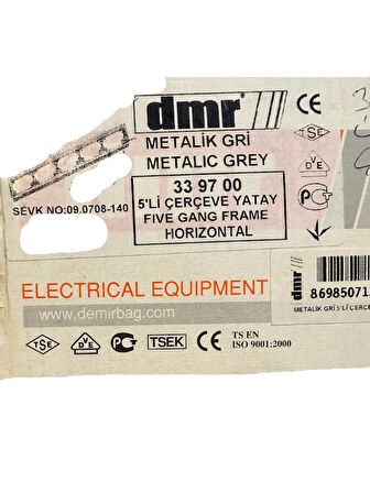 Demirbağ Beşli Çerçeve Yatay Metalik Gri 339700