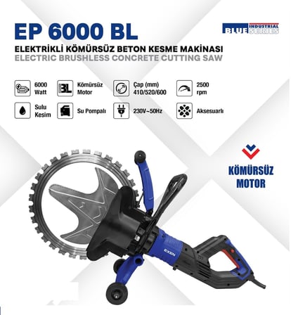 EXEN EP 6000 BL ELEKTRİKLİ KÖMÜRSÜZ BETON KESME MAKİNASI 