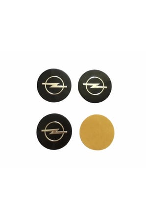 Opel Siyah Logolu Alüminyum Jant Göbeği Logo 4'lü Yapıştırma 5,5 Cm