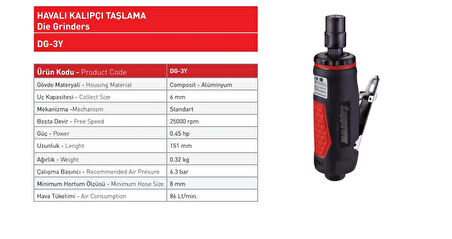 Sappower Havalı Kalıpçı Taşlama Dg-3y