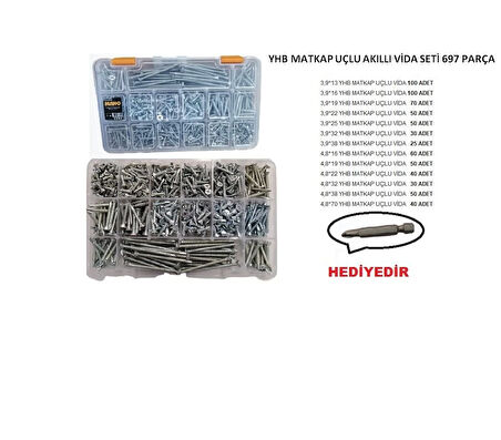 YHB MATKAP UÇLU AKILLI VİDA SETİ 697 PARÇA