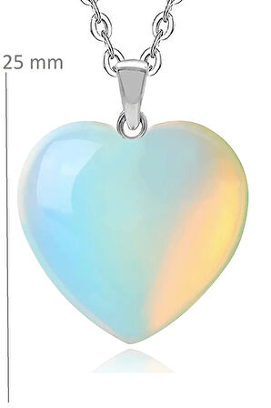 Sertifikalı Kalp Model Gerçek Opal Ay Taşı Kolye