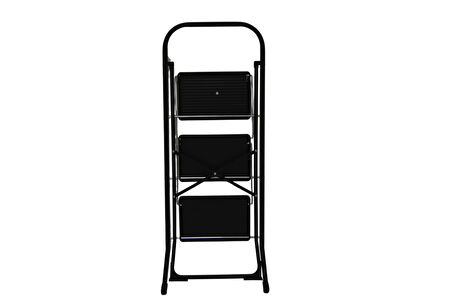 3 Basamaklı Metal Merdiven Hardy Siyah (1.30 Metre) 