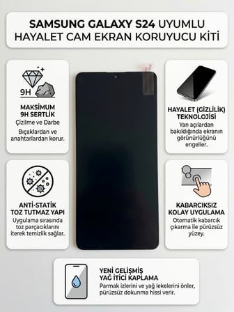 Samsung Galaxy S24 Uyumlu Ekran Koruyucu Hayalet Cam