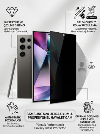 Samsung Galaxy S24 Ultra Uyumlu Ekran Koruyucu Hayalet Cam