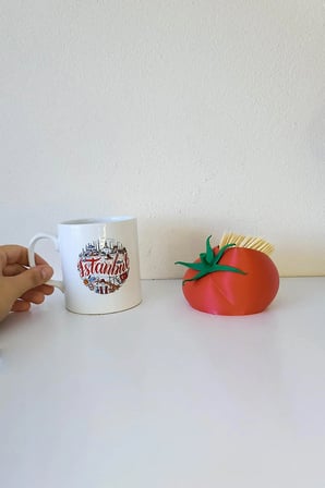 domates tasarım dekoratif kürdanlık - mutfak ve sofra aksesuarı - bioplastik