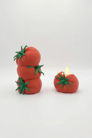 3 Katlı Domates Vazo Ve Mumluk Seti - Kuru Çiçek Ve LED Mum Standı Ev Dekoru - Bioplastik
