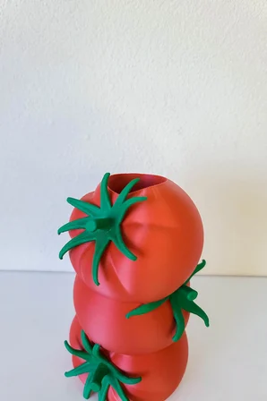 3 Katlı Domates Vazo Ve Mumluk Seti - Kuru Çiçek Ve LED Mum Standı Ev Dekoru - Bioplastik
