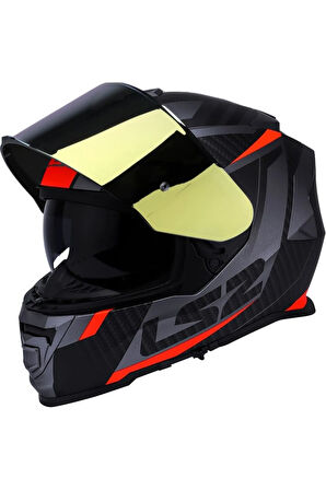 Storm 2 Racer Turuncu Kapalı Motosiklet Kaskı Gold Camlı