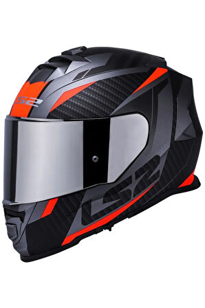 Storm 2 Racer Turuncu Kapalı Motosiklet Kaskı Gri Camlı