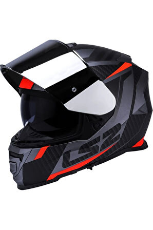 Storm 2 Racer Turuncu Kapalı Motosiklet Kaskı Gri Camlı