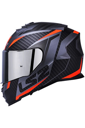 Storm 2 Racer Turuncu Kapalı Motosiklet Kaskı Gri Camlı