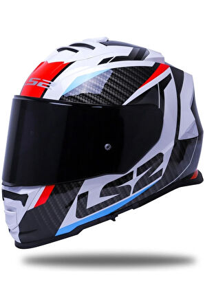 Storm 2 Racer Beyaz Kapalı Motosiklet Kaskı Siyah Camlı