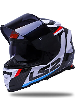 Storm 2 Racer Beyaz Kapalı Motosiklet Kaskı Siyah Camlı