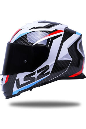 Storm 2 Racer Beyaz Kapalı Motosiklet Kaskı Siyah Camlı