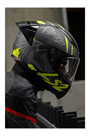 RAPID 2 RACE RAVEN MAT SİYAH-GRİ-NEON SARI FULLFACE MOTOSİKLET KASKI
