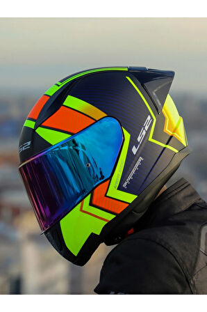 RAPID 2 RACE EXTRA MAT NEON SARI FULLFACE MOTOSİKLET KASKI GÖKKUŞAĞI CAMLI