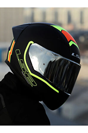 RAPID 2 RACE EXTRA MAT NEON SARI FULLFACE MOTOSİKLET KASKI GRİ CAMLI