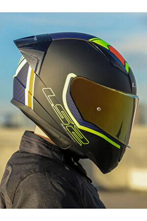 RAPID 2 RACE EXTRA MAT NEON SARI FULLFACE MOTOSİKLET KASKI GOLD CAMLI