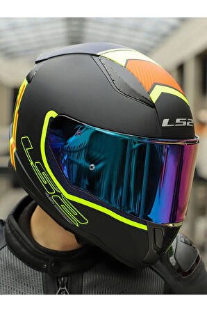 RAPID 2 EXTRA MAT NEON SARI FULLFACE MOTOSİKLET KASKI GÖKKUŞAĞI CAMLI