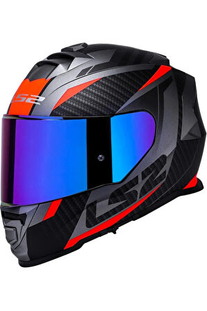 Storm 2 Racer Turuncu Kapalı Motosiklet Kaskı Gökkuşağı Camlı