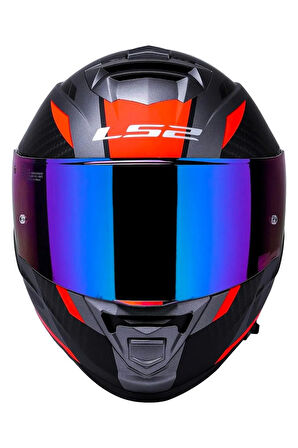 Storm 2 Racer Turuncu Kapalı Motosiklet Kaskı Gökkuşağı Camlı