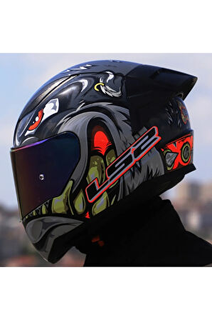 RAPID 2 RACE SPOX GRİ-KIRMIZI KAPALI MOTOSİKLET KASKI GÖKKUŞAĞI CAMLI