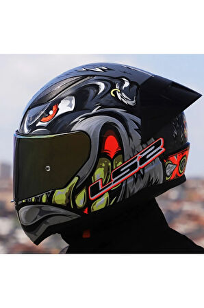 RAPID 2 RACE SPOX GRİ-KIRMIZI KAPALI MOTOSİKLET KASKI GOLD CAMLI