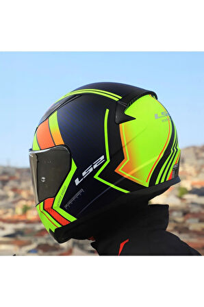 RAPID 2 EXTRA MAT NEON SARI FULLFACE MOTOSİKLET KASKI GRİ CAMLI