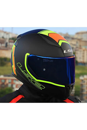 RAPID 2 EXTRA MAT NEON SARI FULLFACE MOTOSİKLET KASKI MAVİ CAMLI