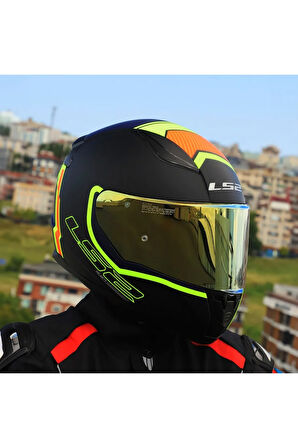 RAPID 2 EXTRA MAT NEON SARI FULLFACE MOTOSİKLET KASKI GOLD CAMLI