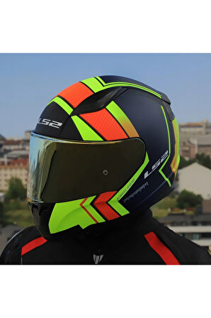 RAPID 2 EXTRA MAT NEON SARI FULLFACE MOTOSİKLET KASKI GOLD CAMLI