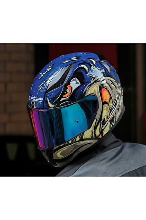 RAPID 2 SPOX MAVİ-GRİ FULLFACE MOTOSİKLET KASKI GÖKKUŞAĞI CAMLI