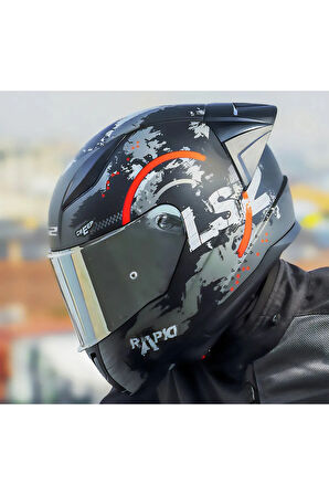 RAPID 2 RACE CIRCLE  FULLFACE MOTOSİKLET KASKI GRİ CAMLI