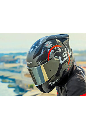 RAPID 2 RACE CIRCLE  FULLFACE MOTOSİKLET KASKI GRİ CAMLI